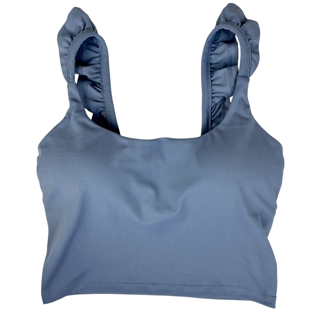 Blogilates Ruffle Sports Bra Smoky Blue Size Small Balletcore Pilates